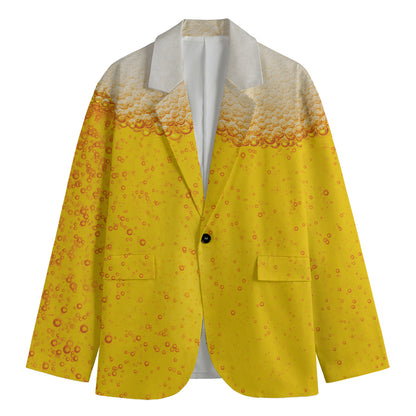 Beer With Foam Print Men's Cotton Blazer