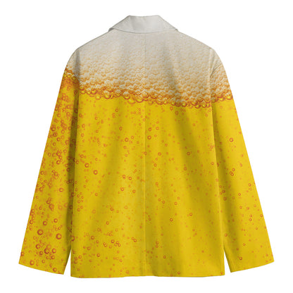 Beer With Foam Print Men's Cotton Blazer