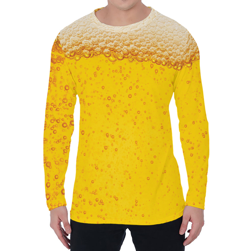 Beer With Foam Print Men's Long Sleeve T-Shirt