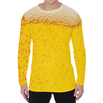 Beer With Foam Print Men's Long Sleeve T-Shirt