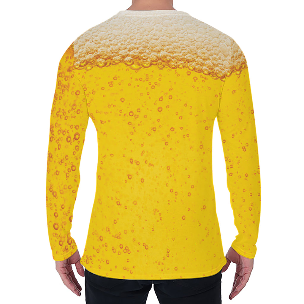 Beer With Foam Print Men's Long Sleeve T-Shirt