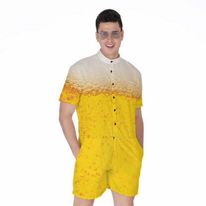 Beer With Foam Print Men's Rompers