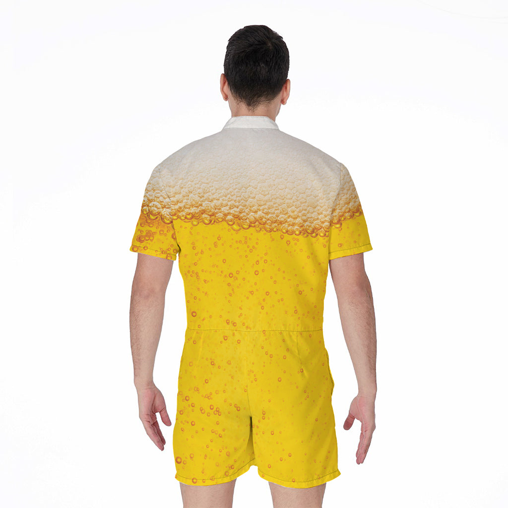 Beer With Foam Print Men's Rompers