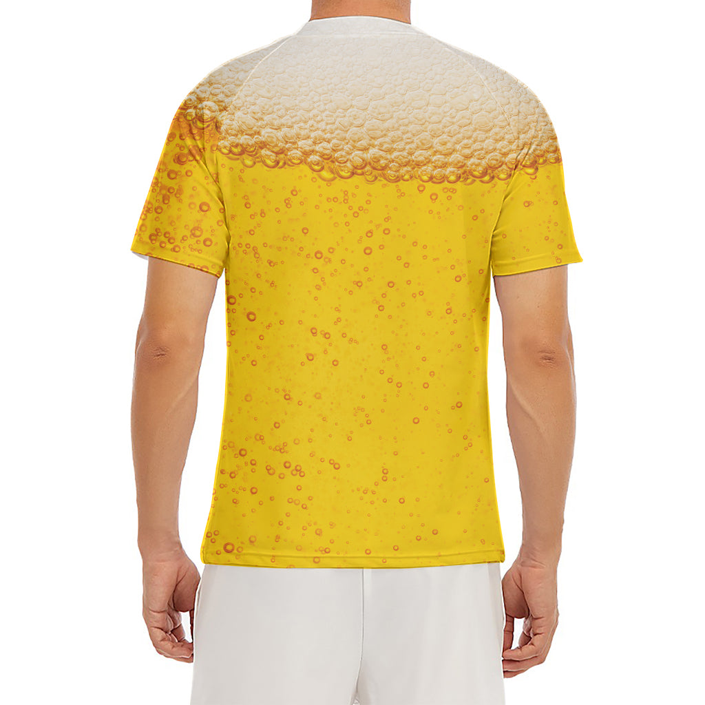 Beer With Foam Print Men's Short Sleeve Rash Guard