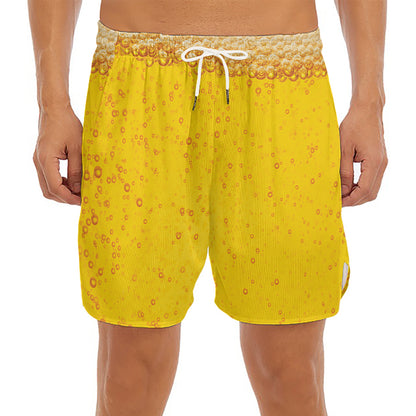 Beer With Foam Print Men's Split Running Shorts