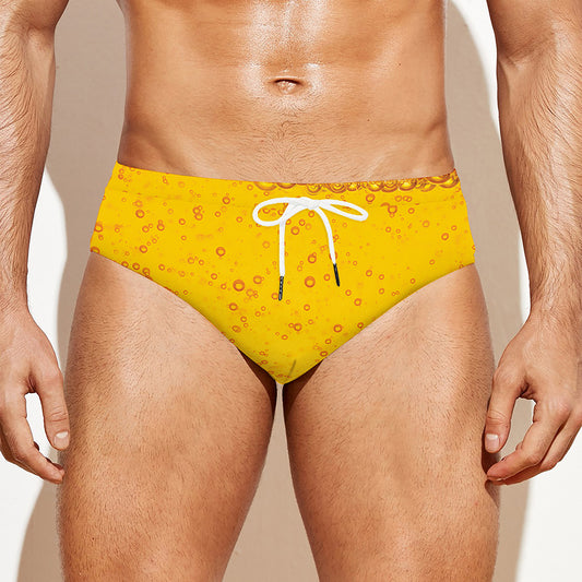 Beer With Foam Print Men's Swim Briefs
