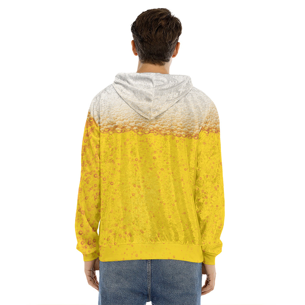 Beer With Foam Print Men's Velvet Pullover Hoodie