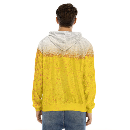Beer With Foam Print Men's Velvet Pullover Hoodie