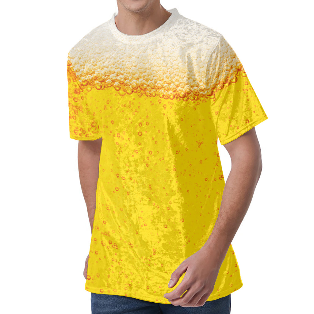 Beer With Foam Print Men's Velvet T-Shirt