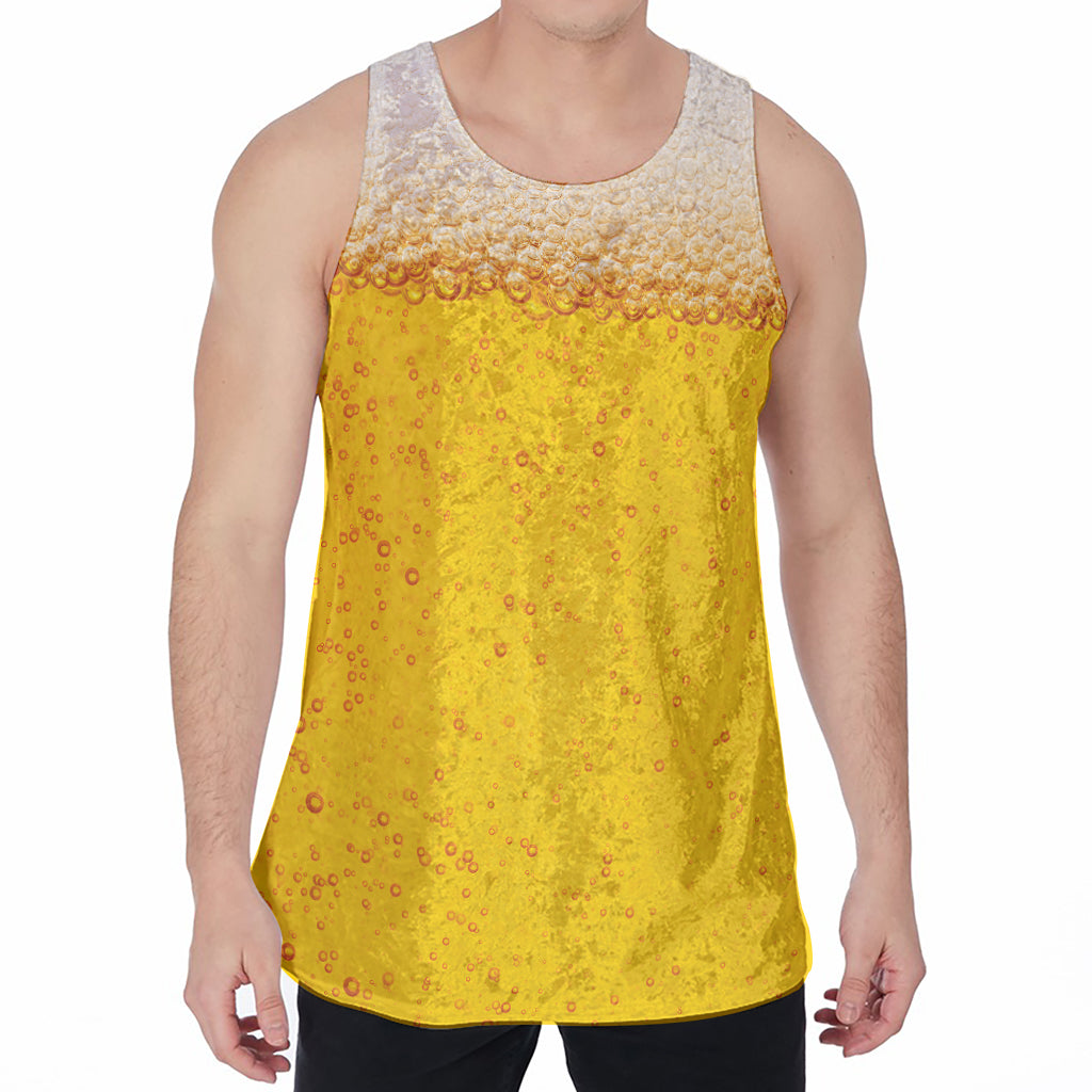 Beer With Foam Print Men's Velvet Tank Top