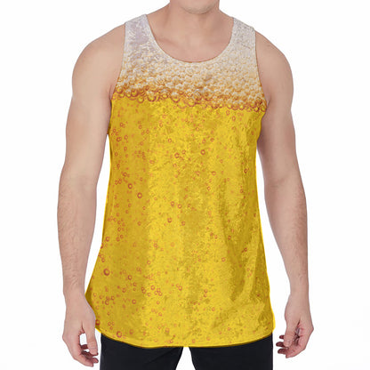 Beer With Foam Print Men's Velvet Tank Top