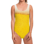 Beer With Foam Print One Piece Swimsuit