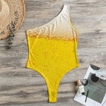 Beer With Foam Print One Shoulder Bodysuit