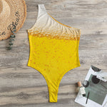 Beer With Foam Print One Shoulder Bodysuit