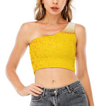 Beer With Foam Print One Shoulder Crop Top