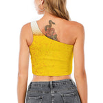 Beer With Foam Print One Shoulder Crop Top