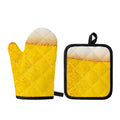 Beer With Foam Print Oven Mitt And Pot Holder Set