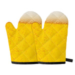 Beer With Foam Print Oven Mitts