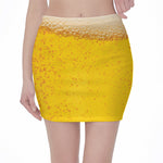 Beer With Foam Print Pencil Mini Skirt