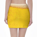 Beer With Foam Print Pencil Mini Skirt