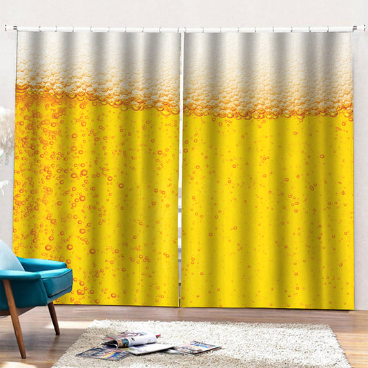 Beer With Foam Print Pencil Pleat Curtains
