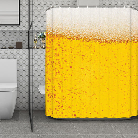 Beer With Foam Print Polyester Shower Curtain