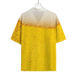 Beer With Foam Print Rayon Hawaiian Shirt