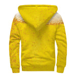 Beer With Foam Print Sherpa Lined Zip Up Hoodie