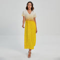 Beer With Foam Print Short Sleeve Maxi Dress