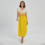 Beer With Foam Print Short Sleeve Maxi Dress