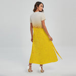 Beer With Foam Print Short Sleeve Maxi Dress