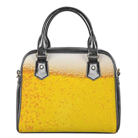 Beer With Foam Print Shoulder Handbag