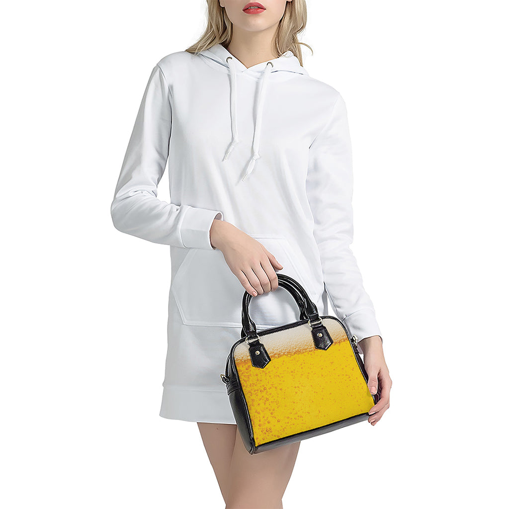Beer With Foam Print Shoulder Handbag