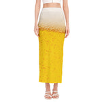 Beer With Foam Print Side Slit Maxi Skirt