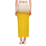 Beer With Foam Print Side Slit Maxi Skirt