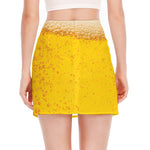 Beer With Foam Print Side Slit Mini Skirt