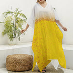 Beer With Foam Print Silk V-Neck Kaftan Dress