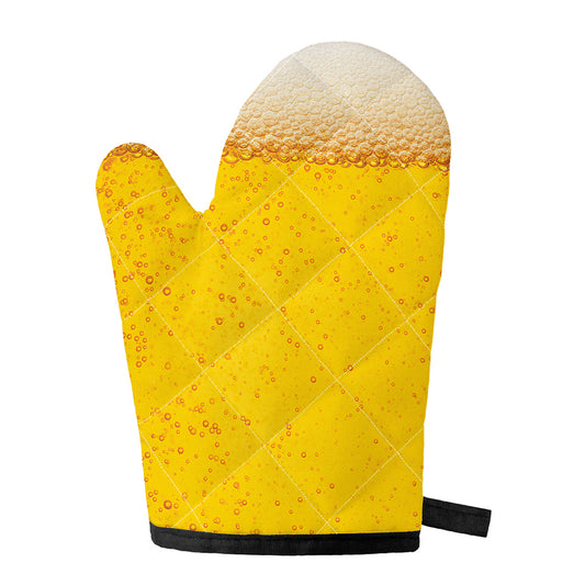 Beer With Foam Print Single Oven Mitt