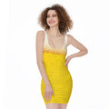 Beer With Foam Print Sleeveless Bodycon Dress