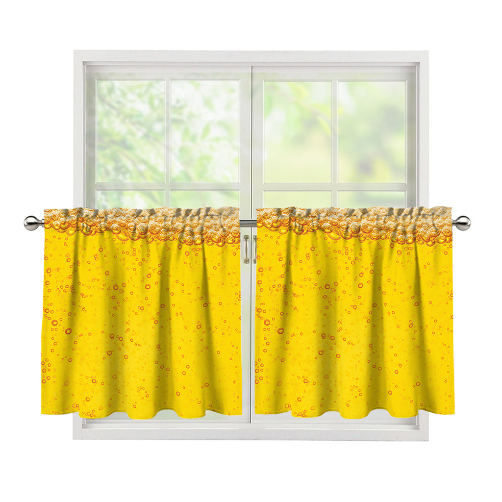 Beer With Foam Print Tier Curtains