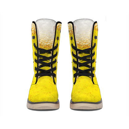 Beer With Foam Print Winter Boots