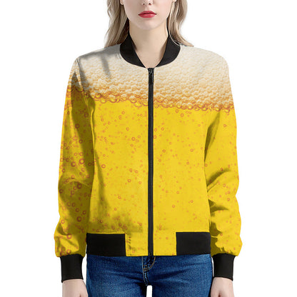 Beer With Foam Print Women's Bomber Jacket