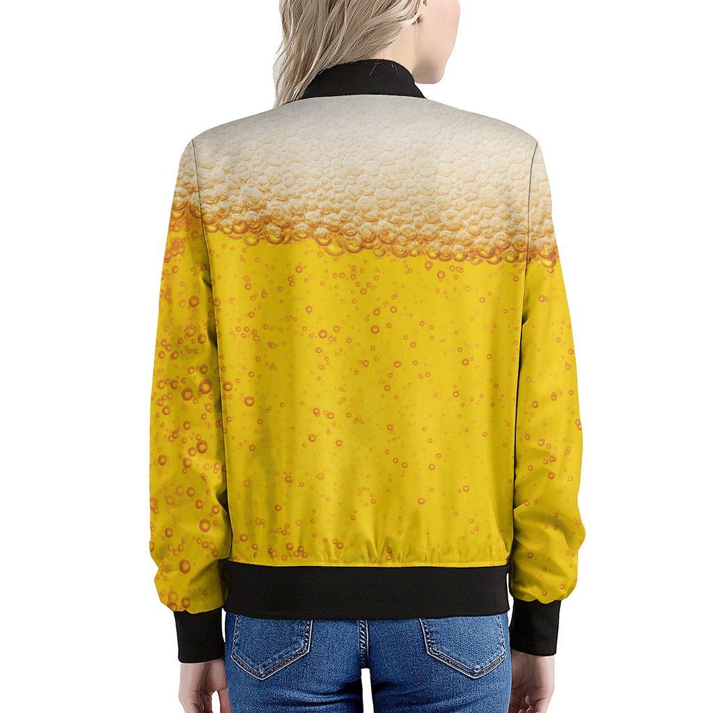 Beer With Foam Print Women's Bomber Jacket