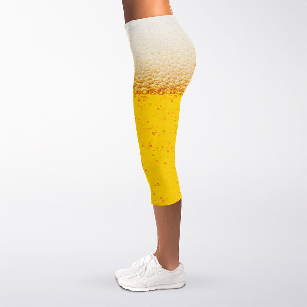 Beer With Foam Print Women's Capri Leggings