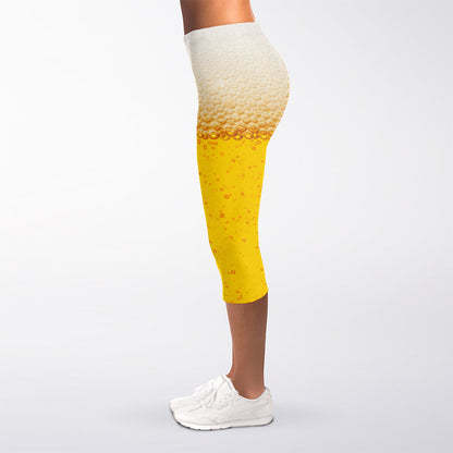 Beer With Foam Print Women's Capri Leggings
