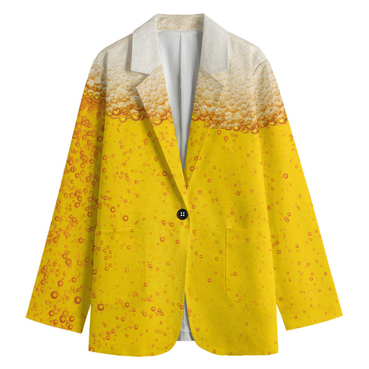 Beer With Foam Print Women's Cotton Blazer