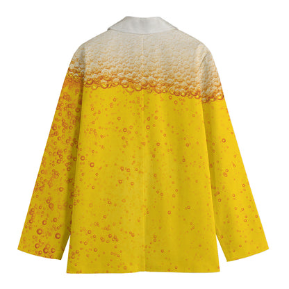 Beer With Foam Print Women's Cotton Blazer