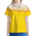 Beer With Foam Print Women's Polo Shirt