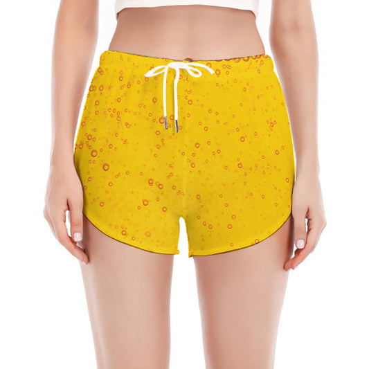 Beer With Foam Print Women's Split Running Shorts