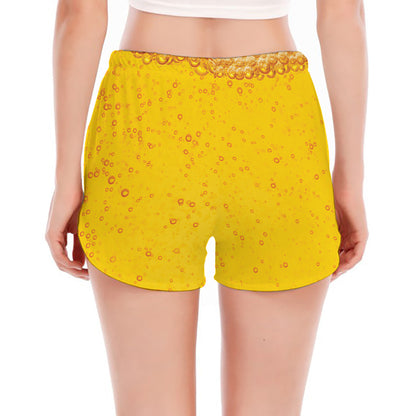 Beer With Foam Print Women's Split Running Shorts